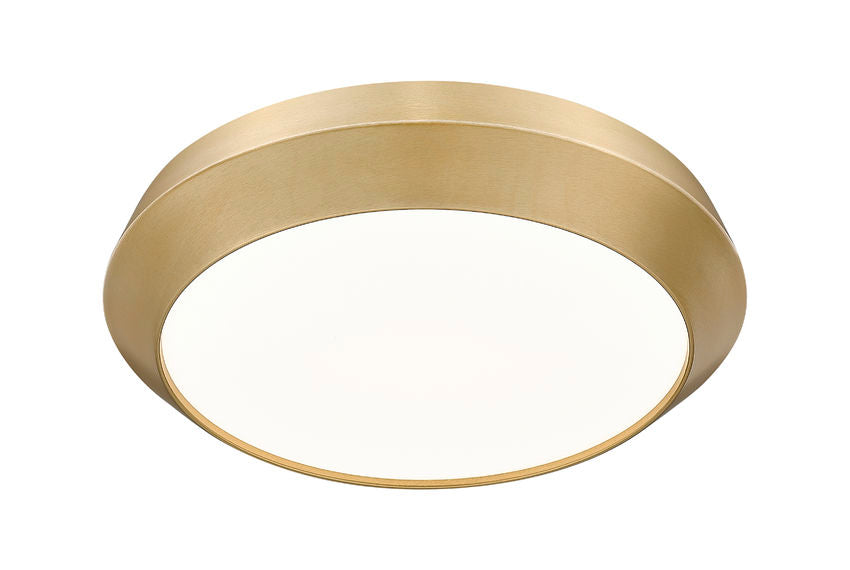 Z-Lite Quasars 16" 1-Light LED-Integrated Modern Gold Steel Frame White Acrylic Shade Flush Mount Lighting