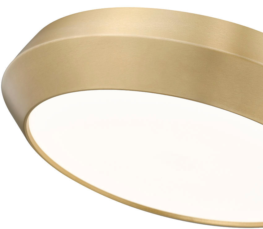 Z-Lite Quasars 16" 1-Light LED-Integrated Modern Gold Steel Frame White Acrylic Shade Flush Mount Lighting