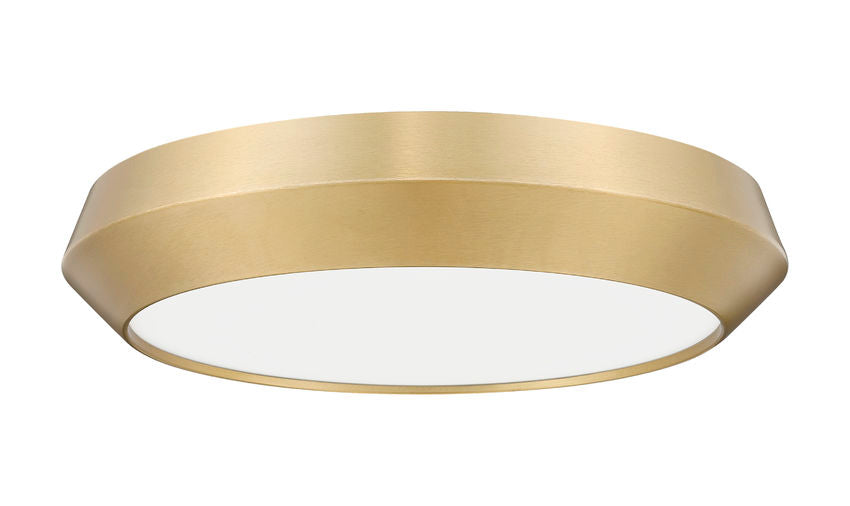 Z-Lite Quasars 16" 1-Light LED-Integrated Modern Gold Steel Frame White Acrylic Shade Flush Mount Lighting