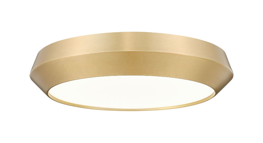 Z-Lite Quasars 16" 1-Light LED-Integrated Modern Gold Steel Frame White Acrylic Shade Flush Mount Lighting