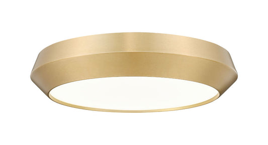 Z-Lite Quasars 16" 1-Light LED-Integrated Modern Gold Steel Frame White Acrylic Shade Flush Mount Lighting