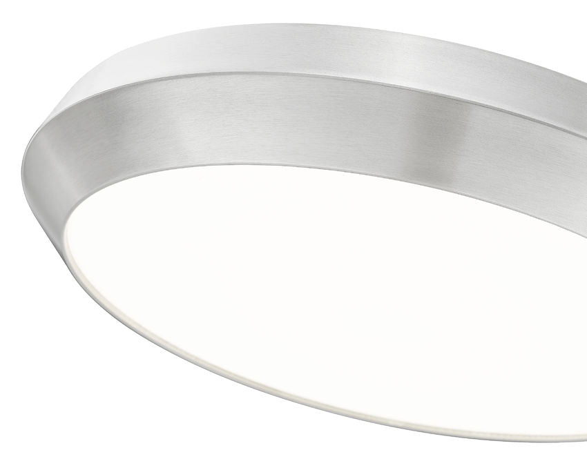 Z-Lite Quasars 20" 1-Light LED-Integrated Brushed Nickel Steel Frame White Acrylic Shade Flush Mount Lighting