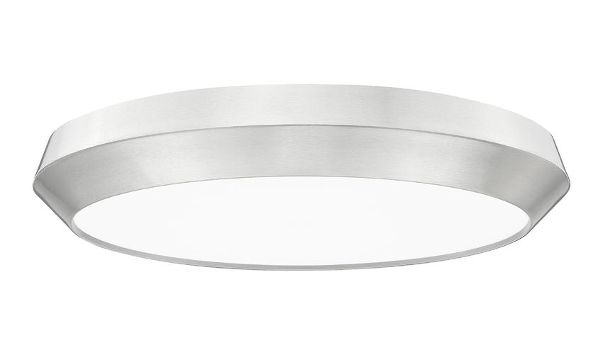 Z-Lite Quasars 20" 1-Light LED-Integrated Brushed Nickel Steel Frame White Acrylic Shade Flush Mount Lighting