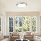 Z-Lite Quasars 20" 1-Light LED-Integrated Brushed Nickel Steel Frame White Acrylic Shade Flush Mount Lighting