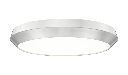 Z-Lite Quasars 20" 1-Light LED-Integrated Brushed Nickel Steel Frame White Acrylic Shade Flush Mount Lighting