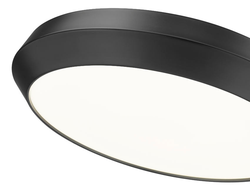 Z-Lite Quasars 20" 1-Light LED-Integrated Matte Black Steel Frame White Acrylic Shade Flush Mount Lighting