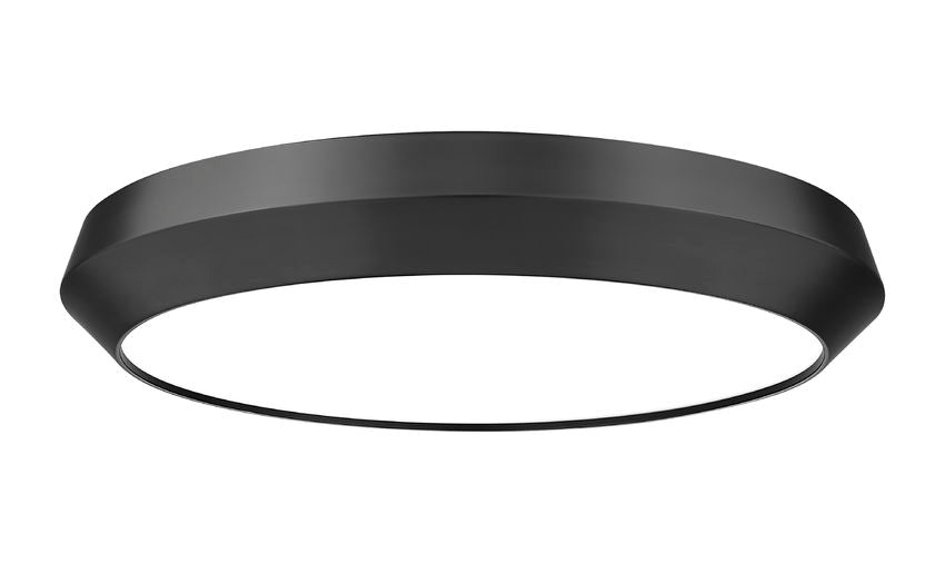 Z-Lite Quasars 20" 1-Light LED-Integrated Matte Black Steel Frame White Acrylic Shade Flush Mount Lighting