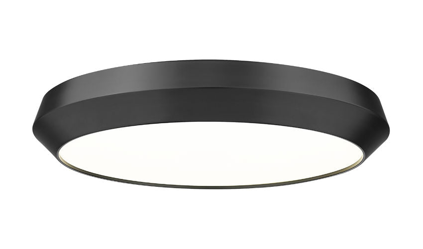 Z-Lite Quasars 20" 1-Light LED-Integrated Matte Black Steel Frame White Acrylic Shade Flush Mount Lighting