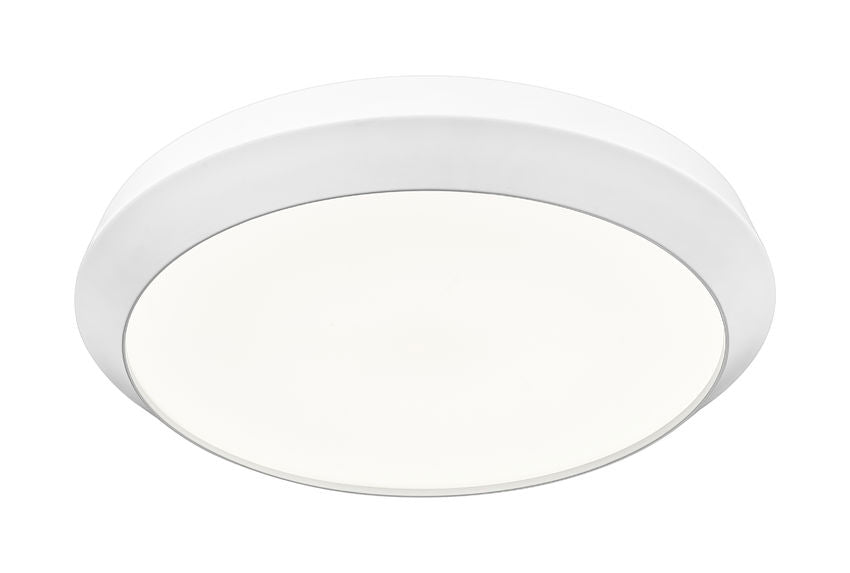 Z-Lite Quasars 20" 1-Light LED-Integrated Matte White Steel Frame White Acrylic Shade Flush Mount Lighting