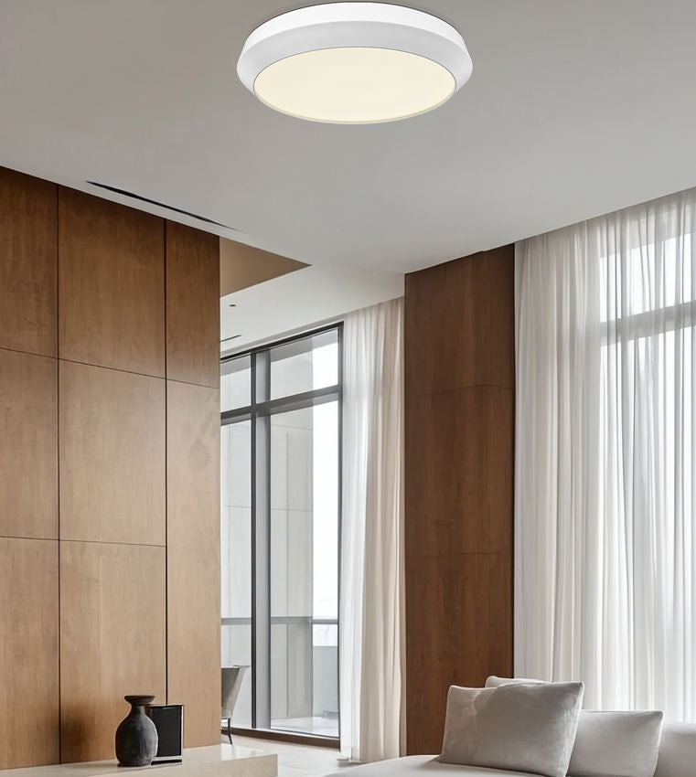 Z-Lite Quasars 20" 1-Light LED-Integrated Matte White Steel Frame White Acrylic Shade Flush Mount Lighting