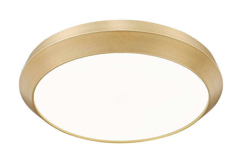Z-Lite Quasars 20" 1-Light LED-Integrated Modern Gold Steel Frame White Acrylic Shade Flush Mount Lighting