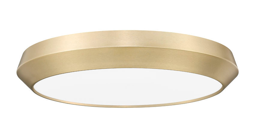 Z-Lite Quasars 20" 1-Light LED-Integrated Modern Gold Steel Frame White Acrylic Shade Flush Mount Lighting