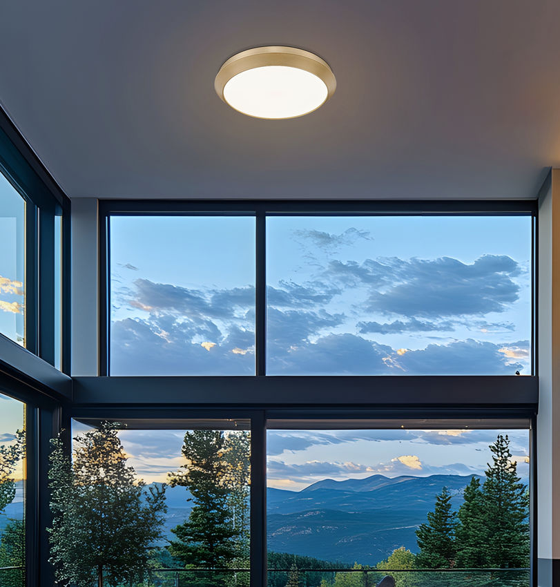 Z-Lite Quasars 20" 1-Light LED-Integrated Modern Gold Steel Frame White Acrylic Shade Flush Mount Lighting