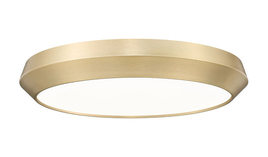 Z-Lite Quasars 20" 1-Light LED-Integrated Modern Gold Steel Frame White Acrylic Shade Flush Mount Lighting
