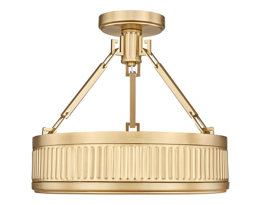 Z-Lite Quinn 15" 1-Light LED-Integrated Modern Gold Iron Frame White Acrylic Shade Semi Flush Mount Lighting