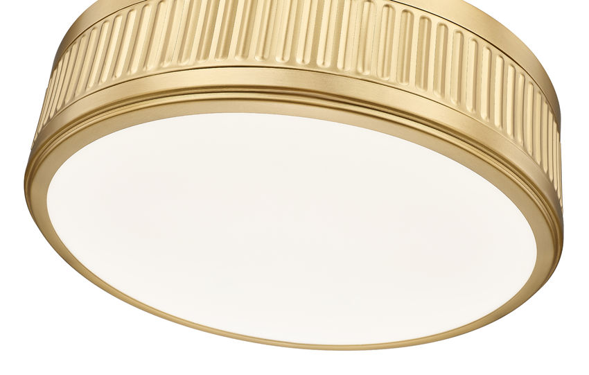 Z-Lite Quinn 15" 1-Light LED-Integrated Modern Gold Iron Frame White Acrylic Shade Semi Flush Mount Lighting