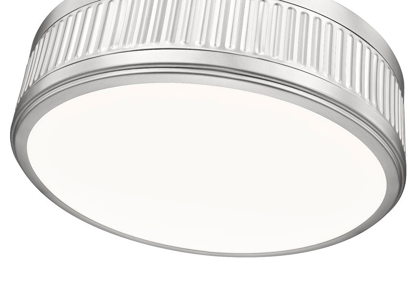 Z-Lite Quinn 15" 1-Light LED-Integrated Satin Nickel Frame White Acrylic Shade Semi Flush Mount Lighting