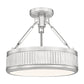 Z-Lite Quinn 15" 1-Light LED-Integrated Satin Nickel Frame White Acrylic Shade Semi Flush Mount Lighting