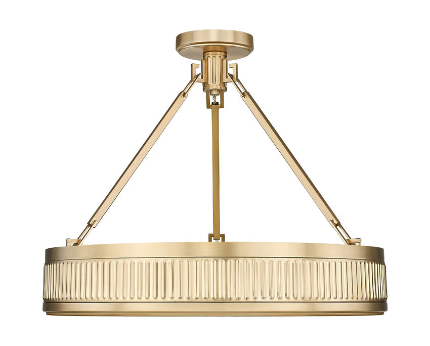 Z-Lite Quinn 22" 3-Light LED-Integrated Modern Gold Frame White Acrylic Shade Semi Flush Mount Lighting