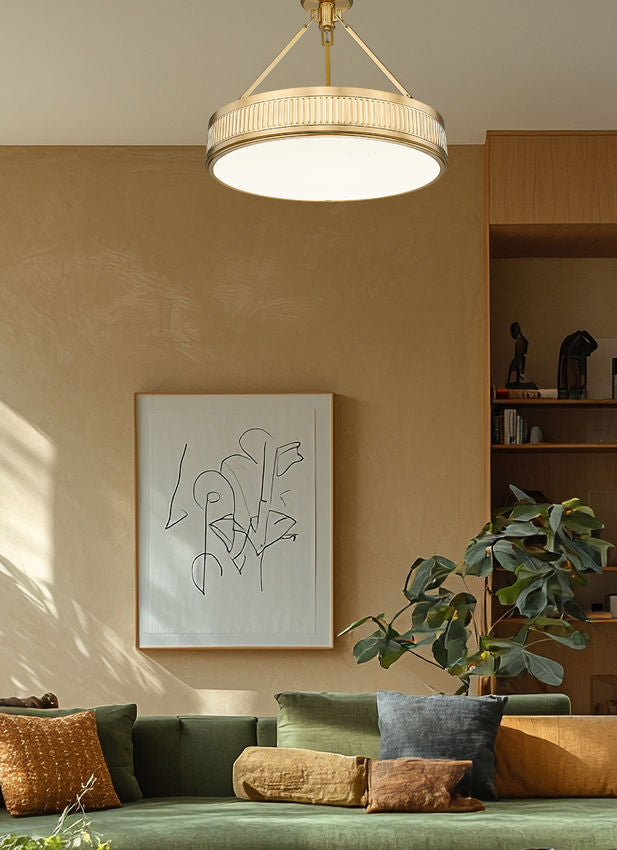 Z-Lite Quinn 22" 3-Light LED-Integrated Modern Gold Frame White Acrylic Shade Semi Flush Mount Lighting