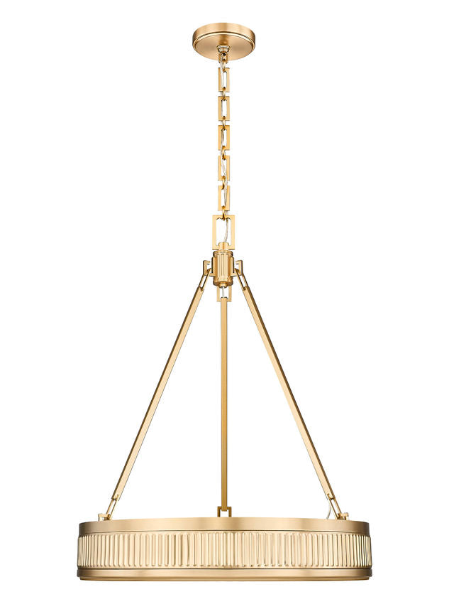 Z-Lite Quinn 22" 3-Light LED-Integrated Modern Gold Iron Frame White Acrylic Shade Pendant Light