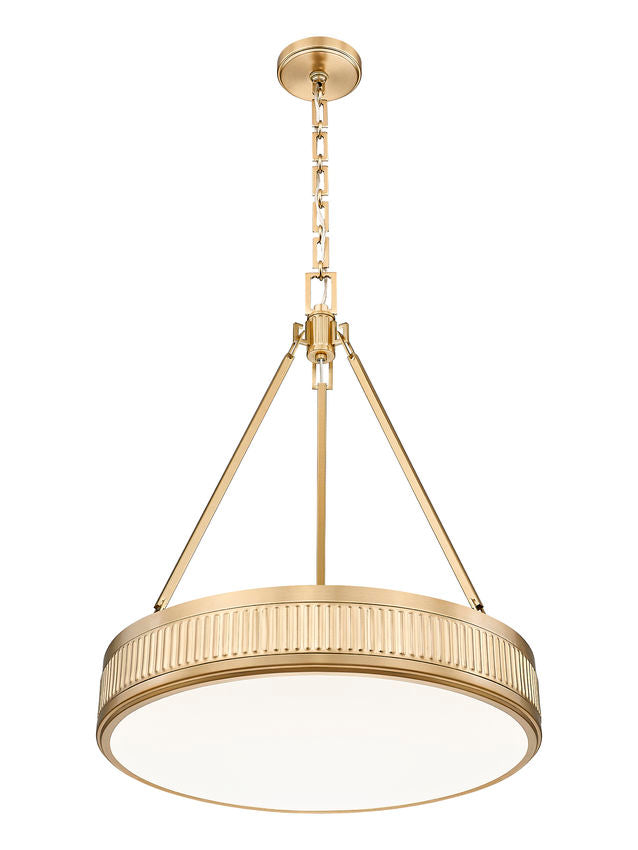 Z-Lite Quinn 22" 3-Light LED-Integrated Modern Gold Iron Frame White Acrylic Shade Pendant Light