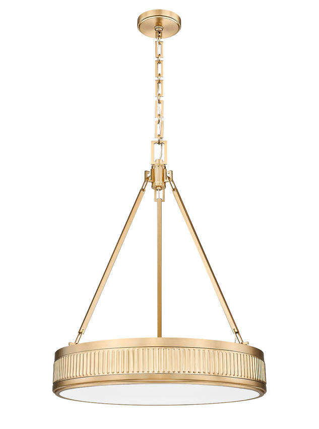 Z-Lite Quinn 22" 3-Light LED-Integrated Modern Gold Iron Frame White Acrylic Shade Pendant Light