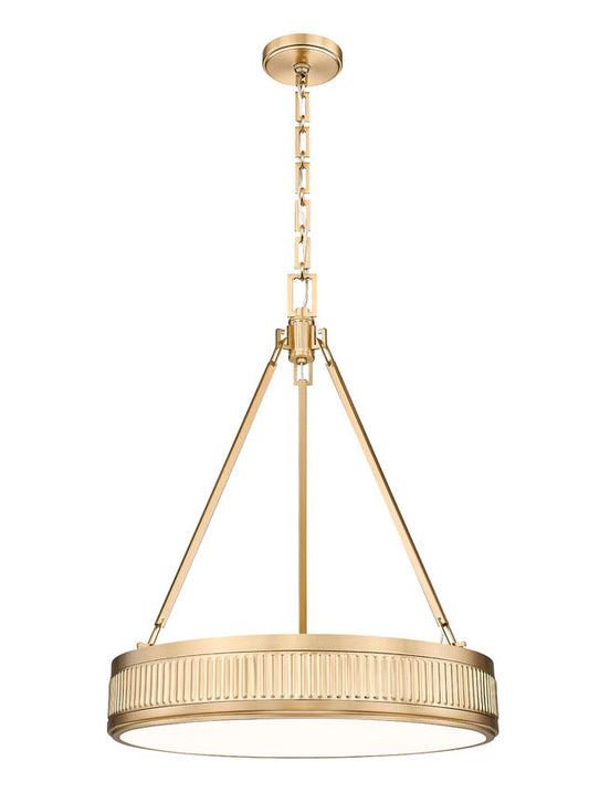 Z-Lite Quinn 22" 3-Light LED-Integrated Modern Gold Iron Frame White Acrylic Shade Pendant Light
