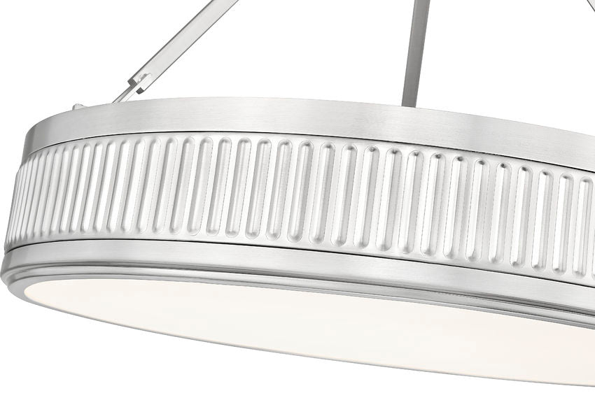 Z-Lite Quinn 22" 3-Light LED-Integrated Satin Nickel Frame White Acrylic Shade Semi Flush Mount Lighting