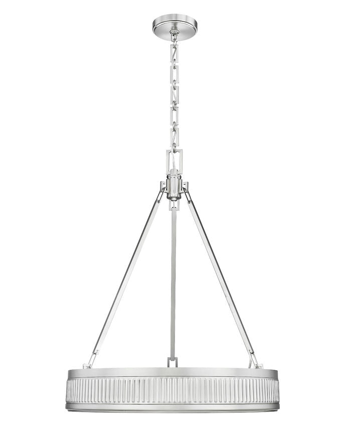 Z-Lite Quinn 22" 3-Light LED-Integrated Satin Nickel Iron Frame White Acrylic Shade Pendant Light