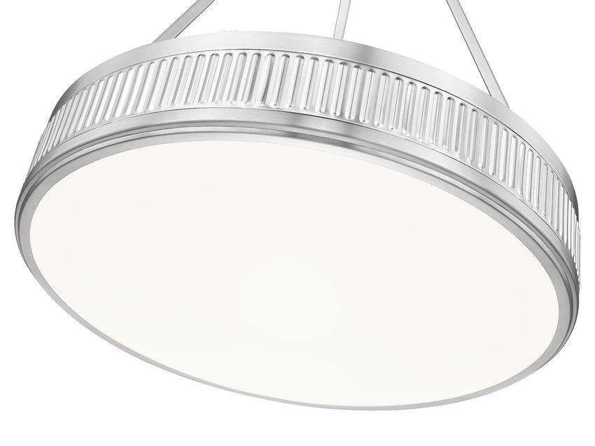Z-Lite Quinn 22" 3-Light LED-Integrated Satin Nickel Iron Frame White Acrylic Shade Pendant Light