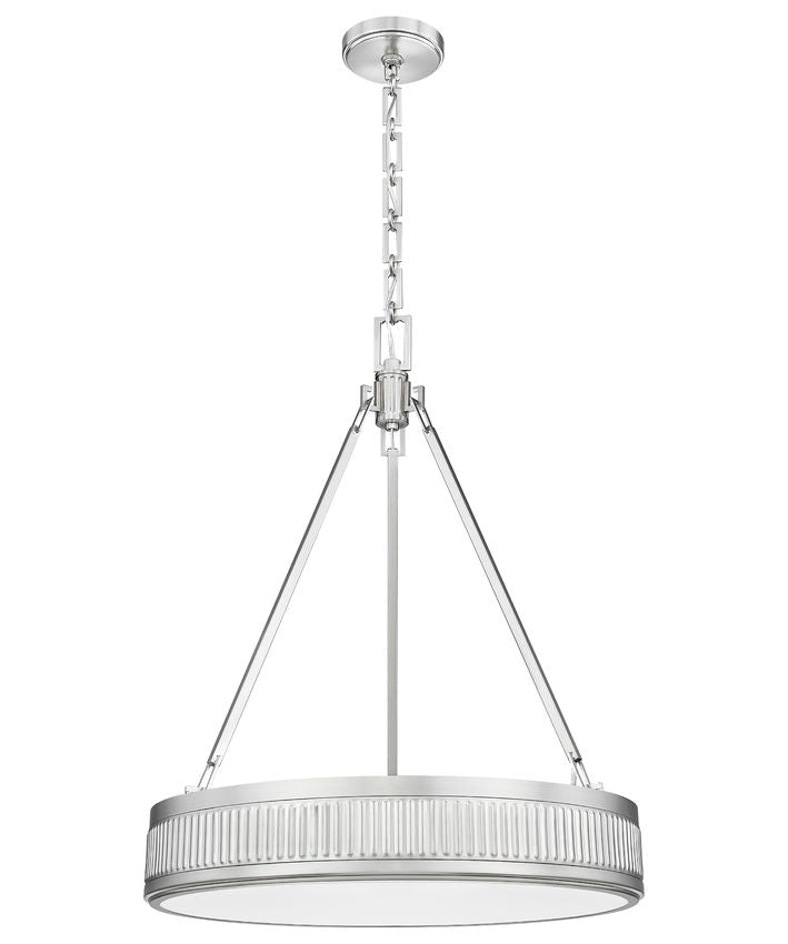 Z-Lite Quinn 22" 3-Light LED-Integrated Satin Nickel Iron Frame White Acrylic Shade Pendant Light