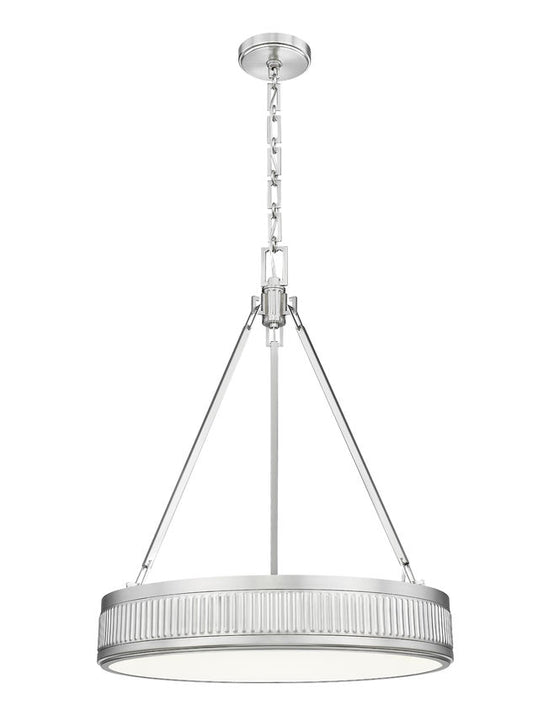 Z-Lite Quinn 22" 3-Light LED-Integrated Satin Nickel Iron Frame White Acrylic Shade Pendant Light