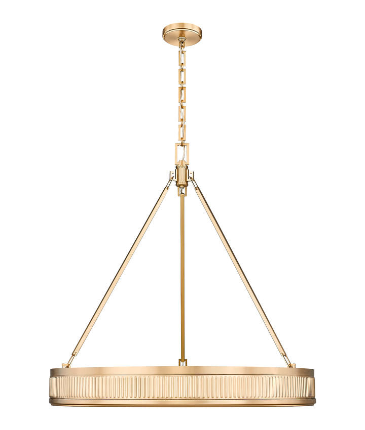 Z-Lite Quinn 32" 3-Light LED-Integrated Modern Gold Iron Frame White Acrylic Shade Pendant Light
