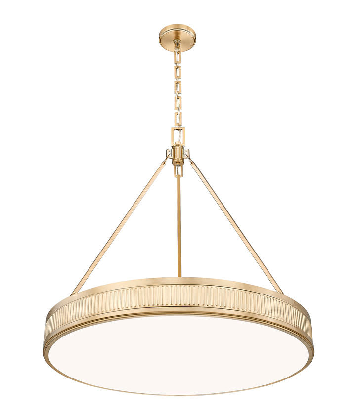 Z-Lite Quinn 32" 3-Light LED-Integrated Modern Gold Iron Frame White Acrylic Shade Pendant Light