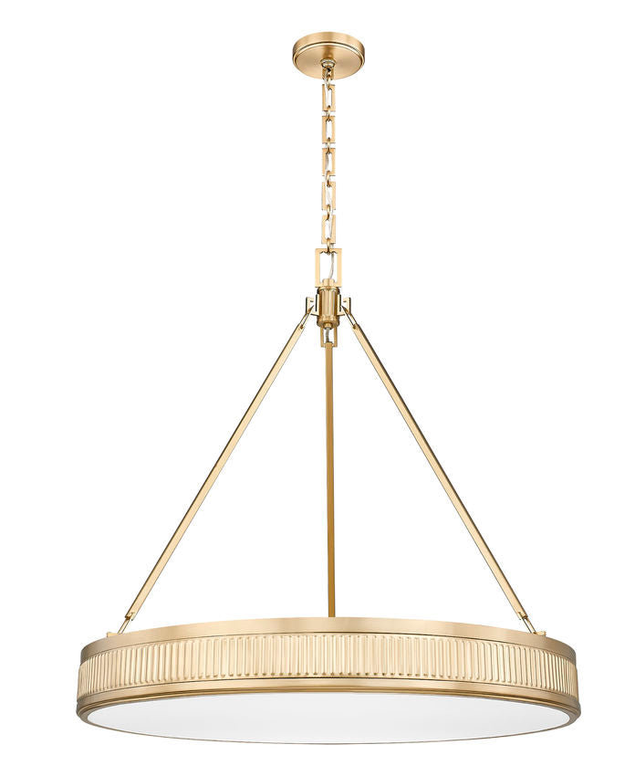 Z-Lite Quinn 32" 3-Light LED-Integrated Modern Gold Iron Frame White Acrylic Shade Pendant Light