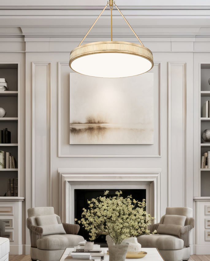 Z-Lite Quinn 32" 3-Light LED-Integrated Modern Gold Iron Frame White Acrylic Shade Pendant Light