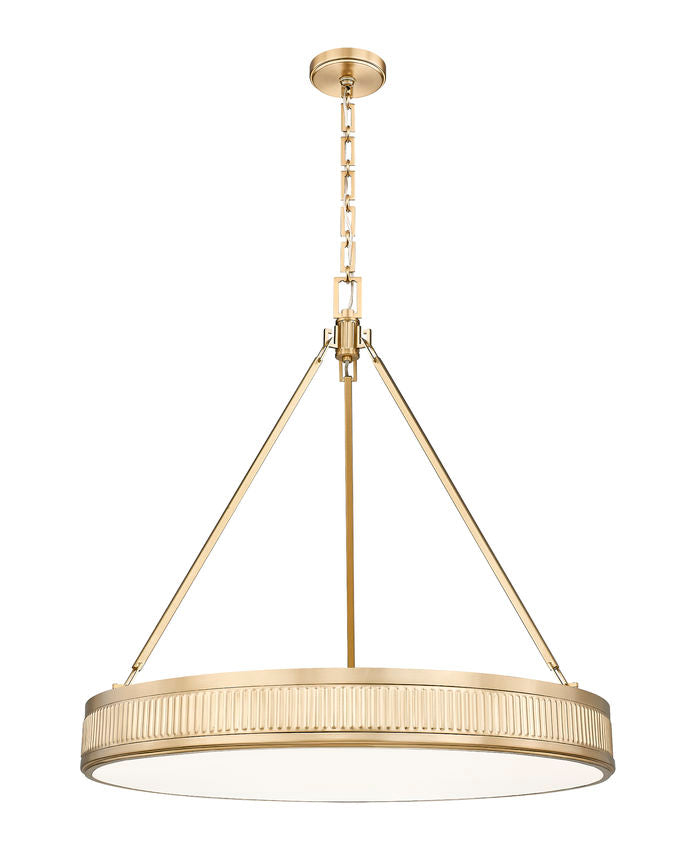 Z-Lite Quinn 32" 3-Light LED-Integrated Modern Gold Iron Frame White Acrylic Shade Pendant Light