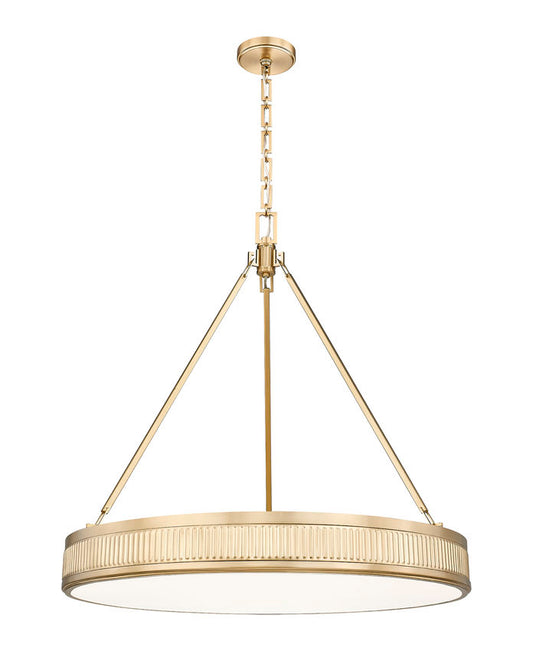 Z-Lite Quinn 32" 3-Light LED-Integrated Modern Gold Iron Frame White Acrylic Shade Pendant Light