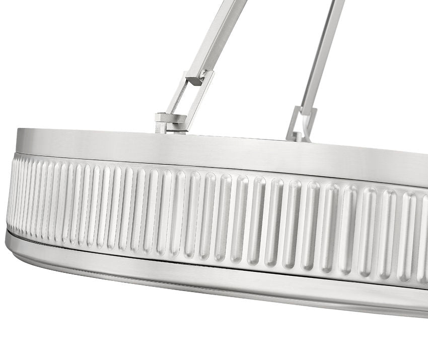Z-Lite Quinn 32" 3-Light LED-Integrated Satin Nickel Iron Frame White Acrylic Shade Pendant Light