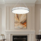 Z-Lite Quinn 32" 3-Light LED-Integrated Satin Nickel Iron Frame White Acrylic Shade Pendant Light