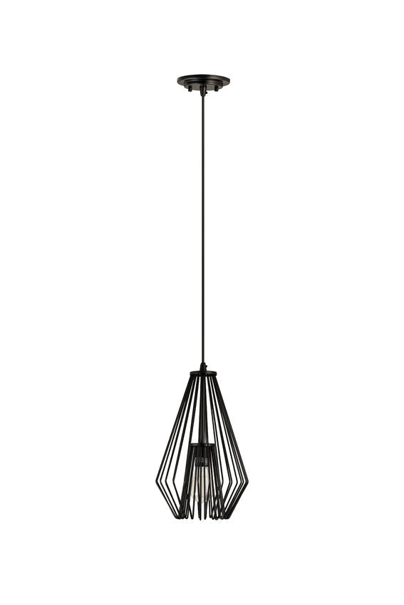 Z-Lite Quintus 10" 1-Light Matte Black Steel Mini Pendant Light