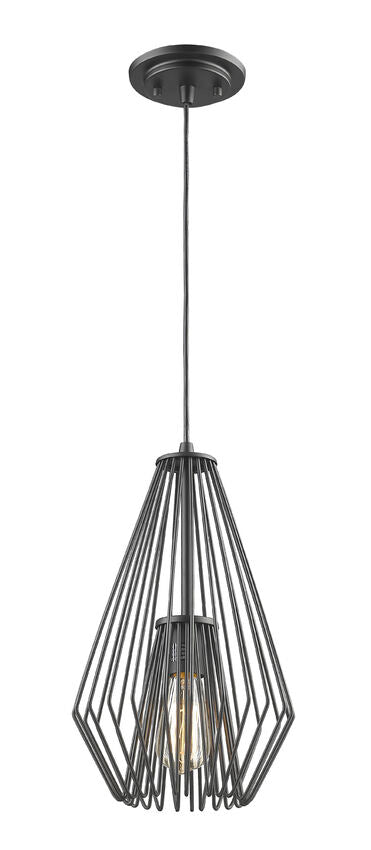 Z-Lite Quintus 10" 1-Light Matte Black Steel Mini Pendant Light