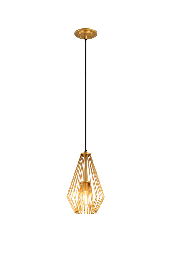 Z-Lite Quintus 10" 1-Light Metallic Gold Steel Mini Pendant Light