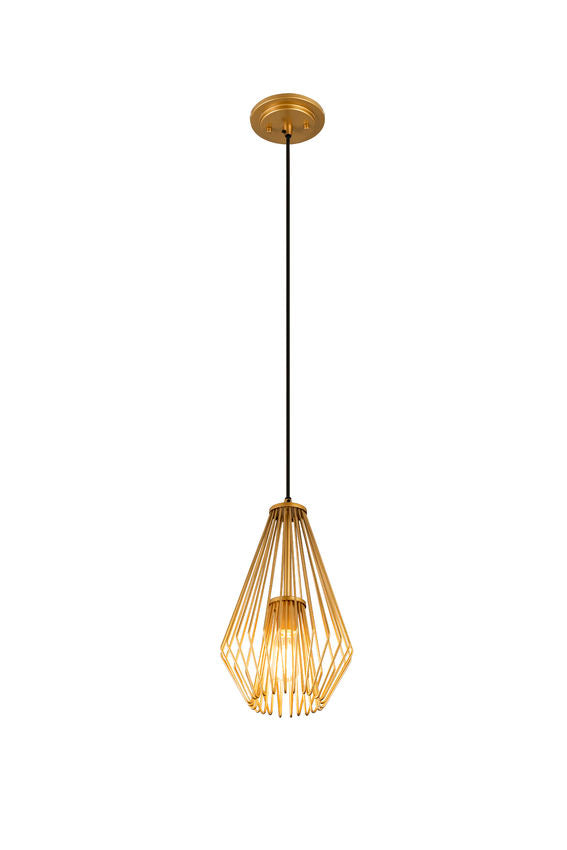 Z-Lite Quintus 10" 1-Light Metallic Gold Steel Mini Pendant Light