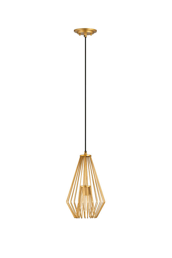 Z-Lite Quintus 10" 1-Light Metallic Gold Steel Mini Pendant Light