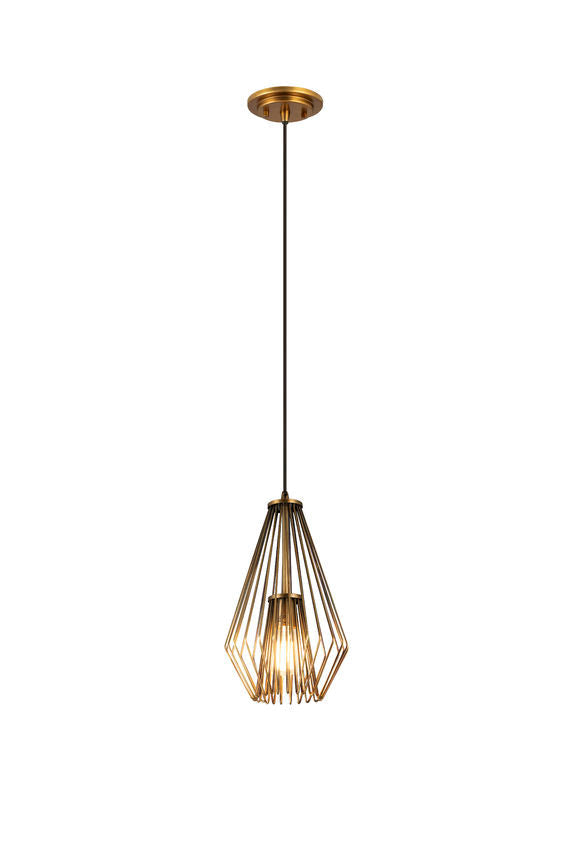 Z-Lite Quintus 10" 1-Light Rubbed Brass Steel Mini Pendant Light