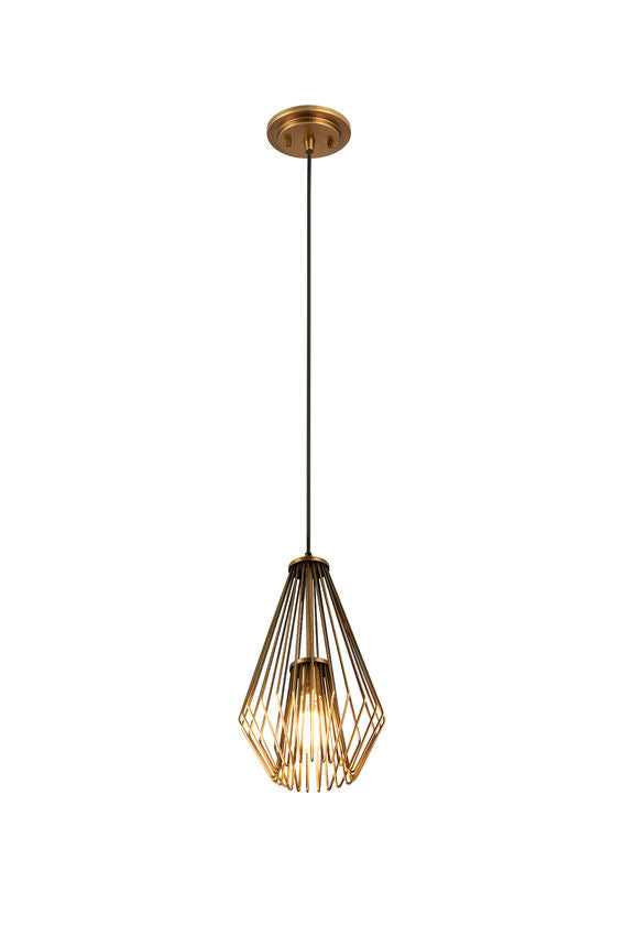 Z-Lite Quintus 10" 1-Light Rubbed Brass Steel Mini Pendant Light