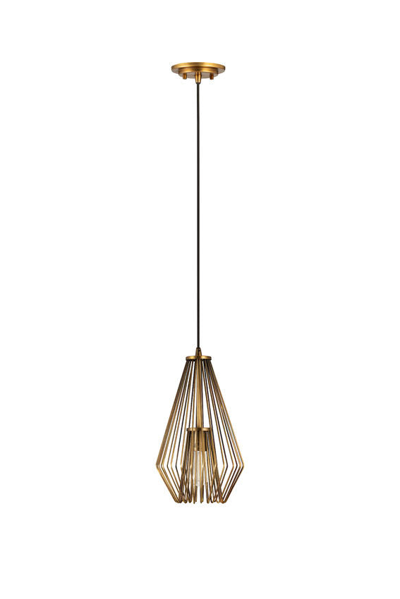 Z-Lite Quintus 10" 1-Light Rubbed Brass Steel Mini Pendant Light