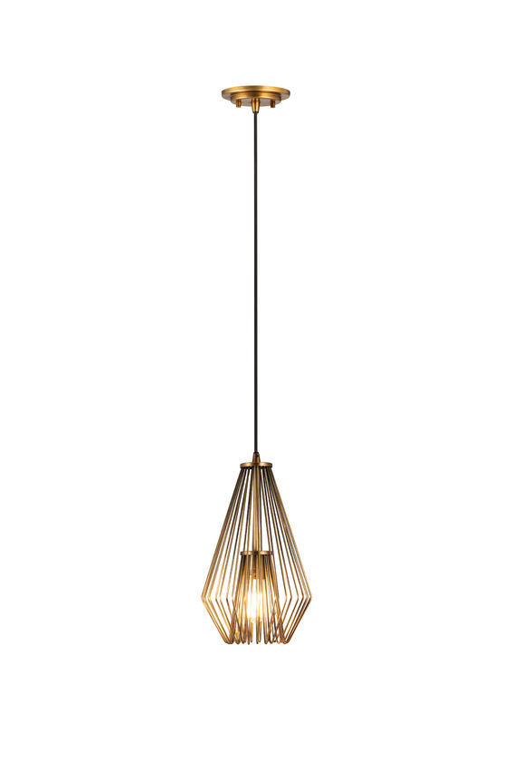 Z-Lite Quintus 10" 1-Light Rubbed Brass Steel Mini Pendant Light